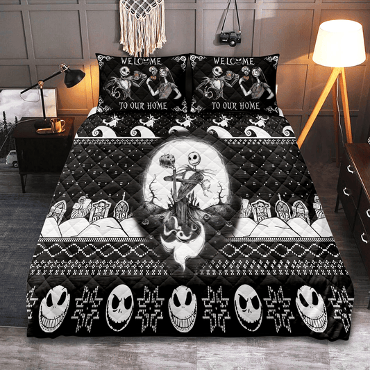 Personalized Nightmare Before Christmas Jack And Sally  3-pc Quilt Bedding Set