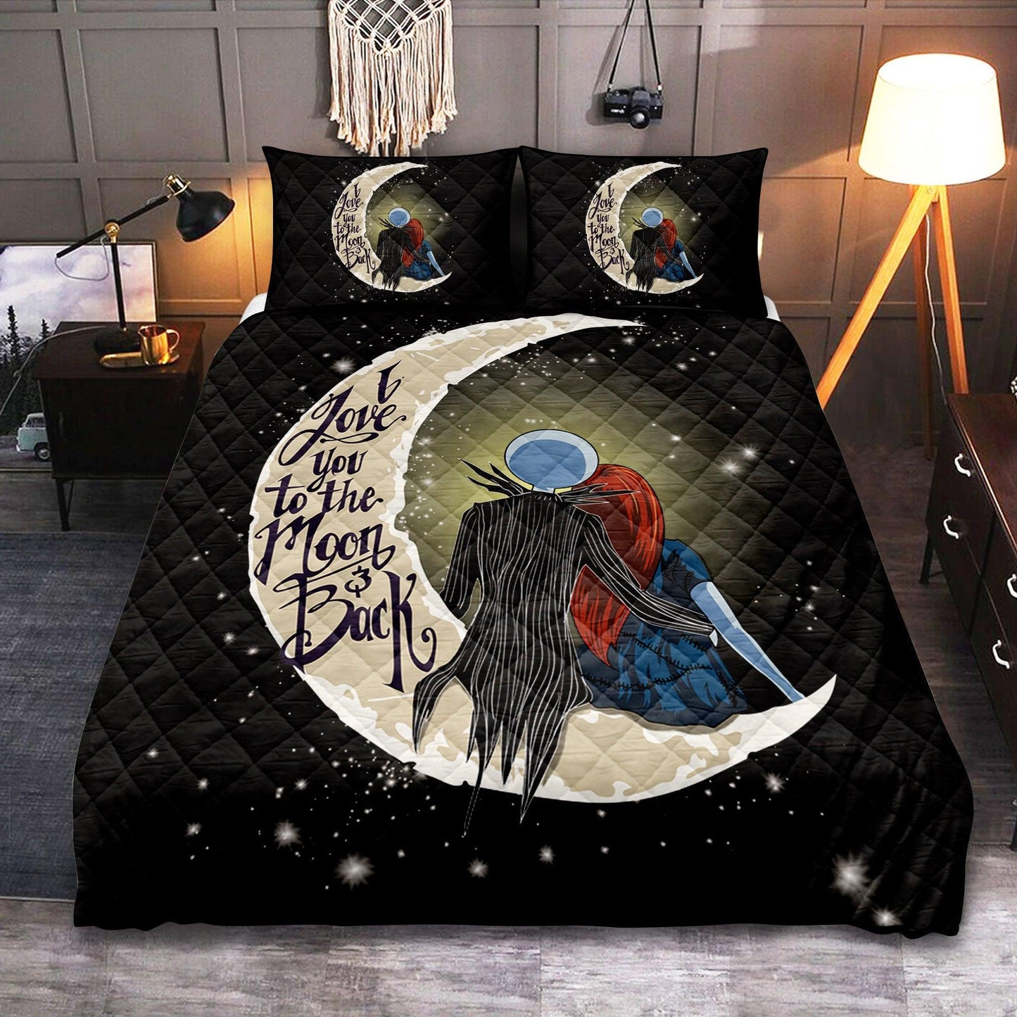 Personalized Jack and Sally Nightmare Before Christmas 3-pc Quilt Bedding Set