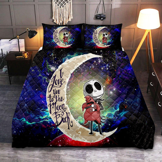 Personalized Nightmare Before Christmas Galaxy 3-pc Quilt Bedding Set – Jack Love You Moon