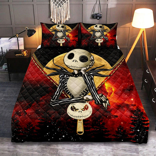Personalized Jack Skellington Nightmare Before Christmas 3-pc Quilt Bedding Set Zippered
