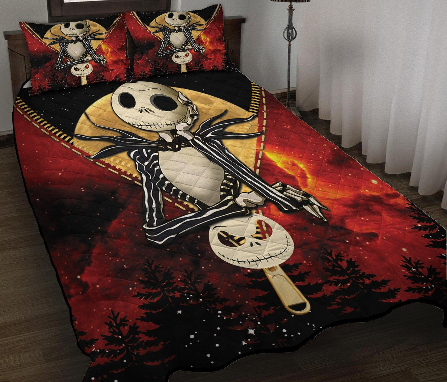 Personalized Jack Skellington Nightmare Before Christmas 3-pc Quilt Bedding Set Zippered