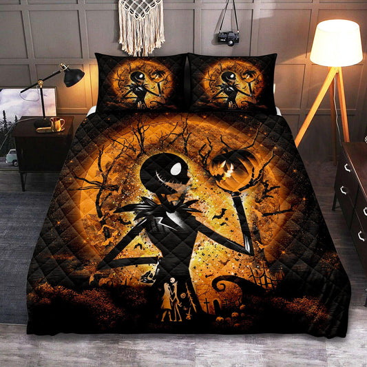 Personalized Nightmare Before Christmas Jack Skellington Moonlight 3-Piece Quilt Bedding Set