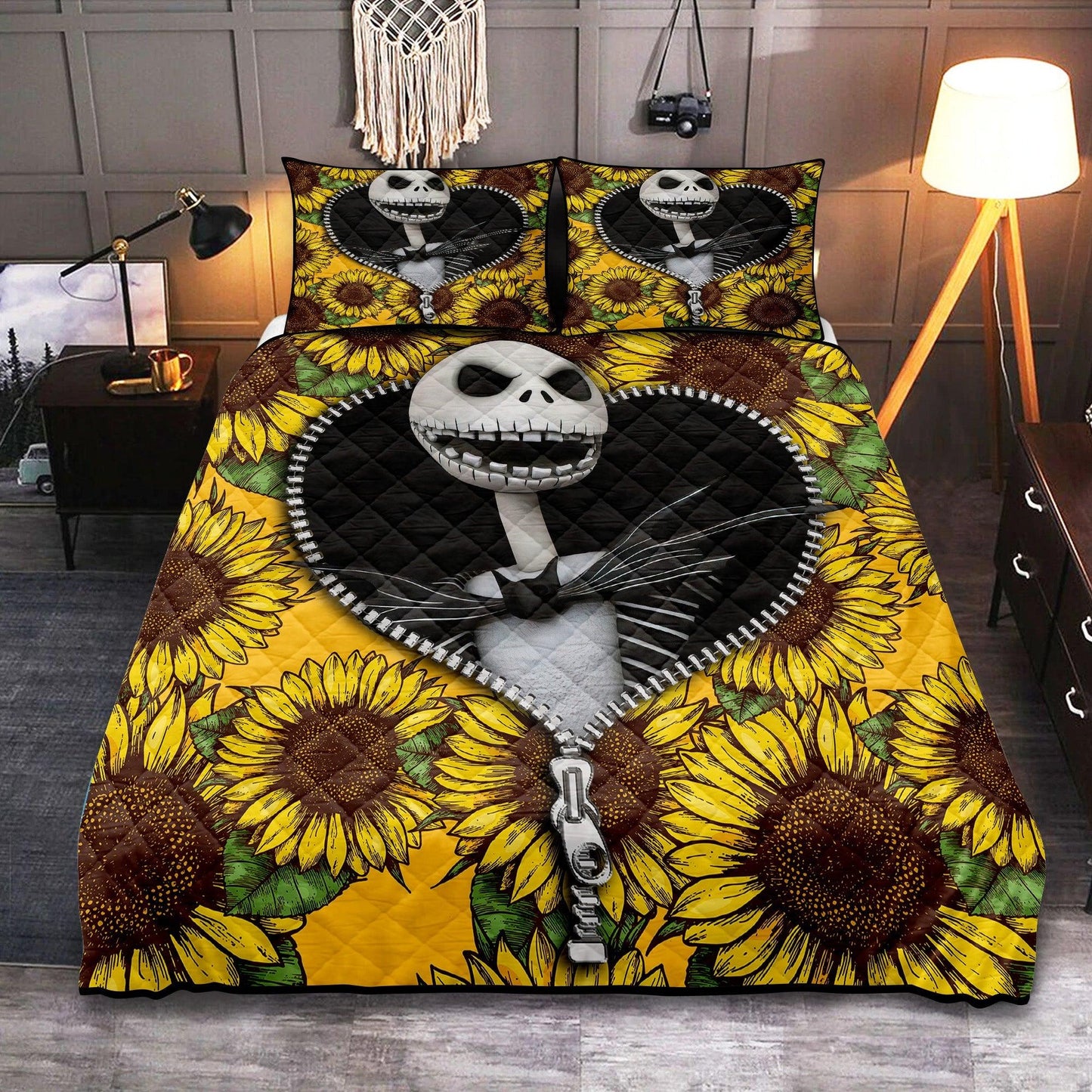 Personalized Nightmare Before Christmas Jack Skellington  3-pc Quilt Bedding Set