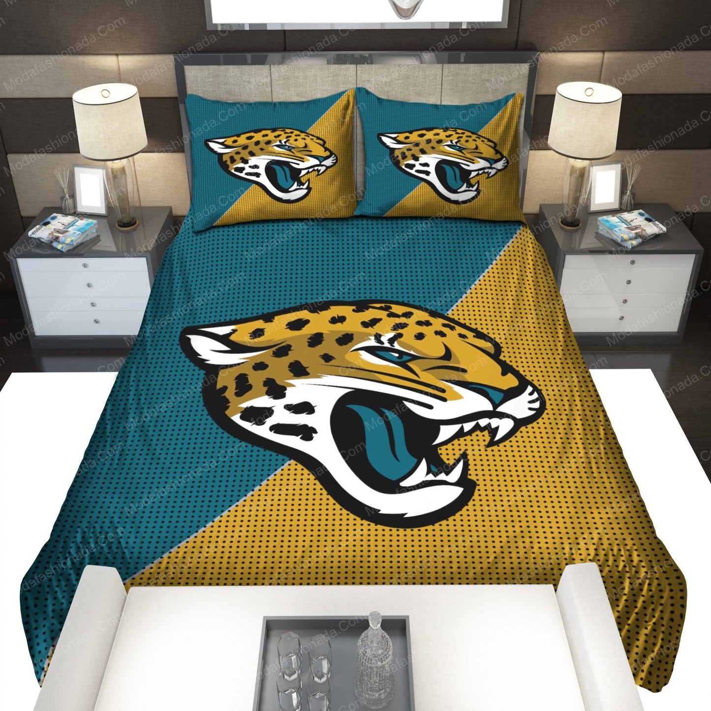NFL Jacksonville Jaguars Teal Gold Bedding Set