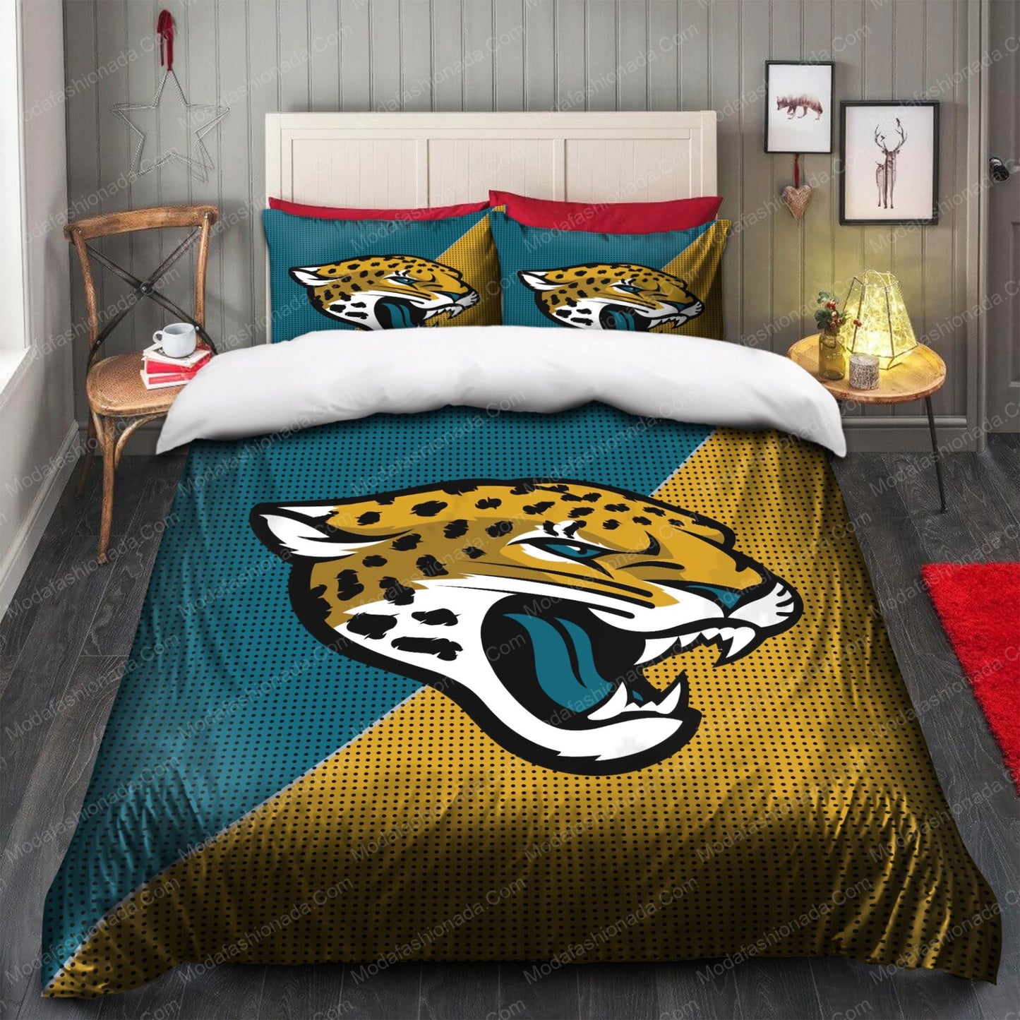 NFL Jacksonville Jaguars Teal Gold Bedding Set