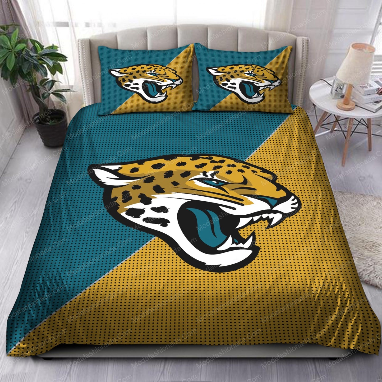 NFL Jacksonville Jaguars Teal Gold Bedding Set