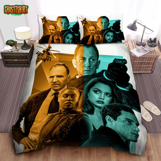 James Bond No Time To Die Poster 2 Color Bed Sheets Spread Comforter Duvet Cover Bedding Set