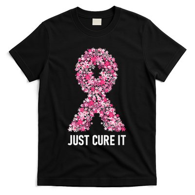 Just Cure It Pink Ribbon Breast Cancer Awareness T-Shirt