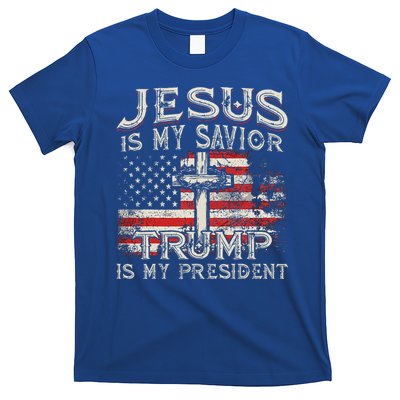 Jesus Is My Savior Trump Is My President American Flag T-Shirt