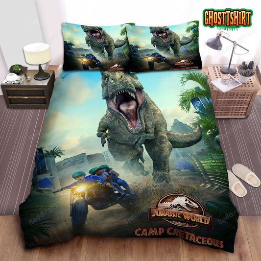 Jurassic Park Camp Cretaceous 3D Illustration Bed Sheets Duvet Cover Bedding Set