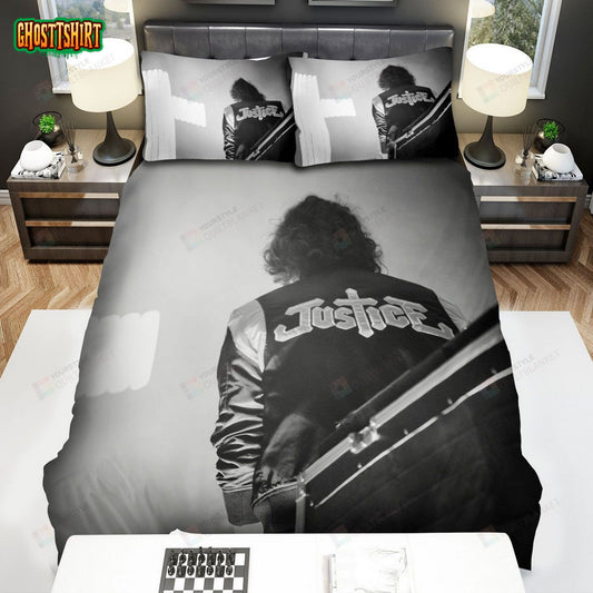 Justice Band Cross Black & White Bed Sheets Spread Comforter Duvet Cover Bedding Set