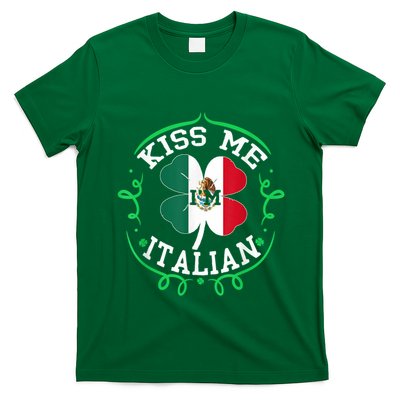 Kiss Me Im Mexican Funny Saint Patricks Day Shamrock Flag T-Shirt