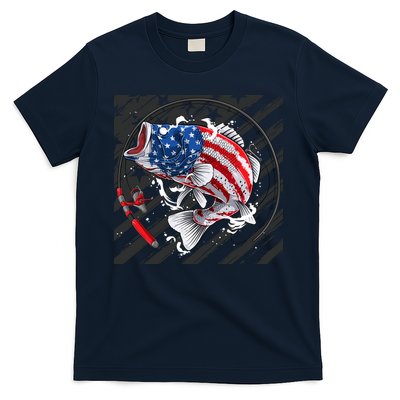 Largemouth Bass USA Flag Imprint T-Shirt