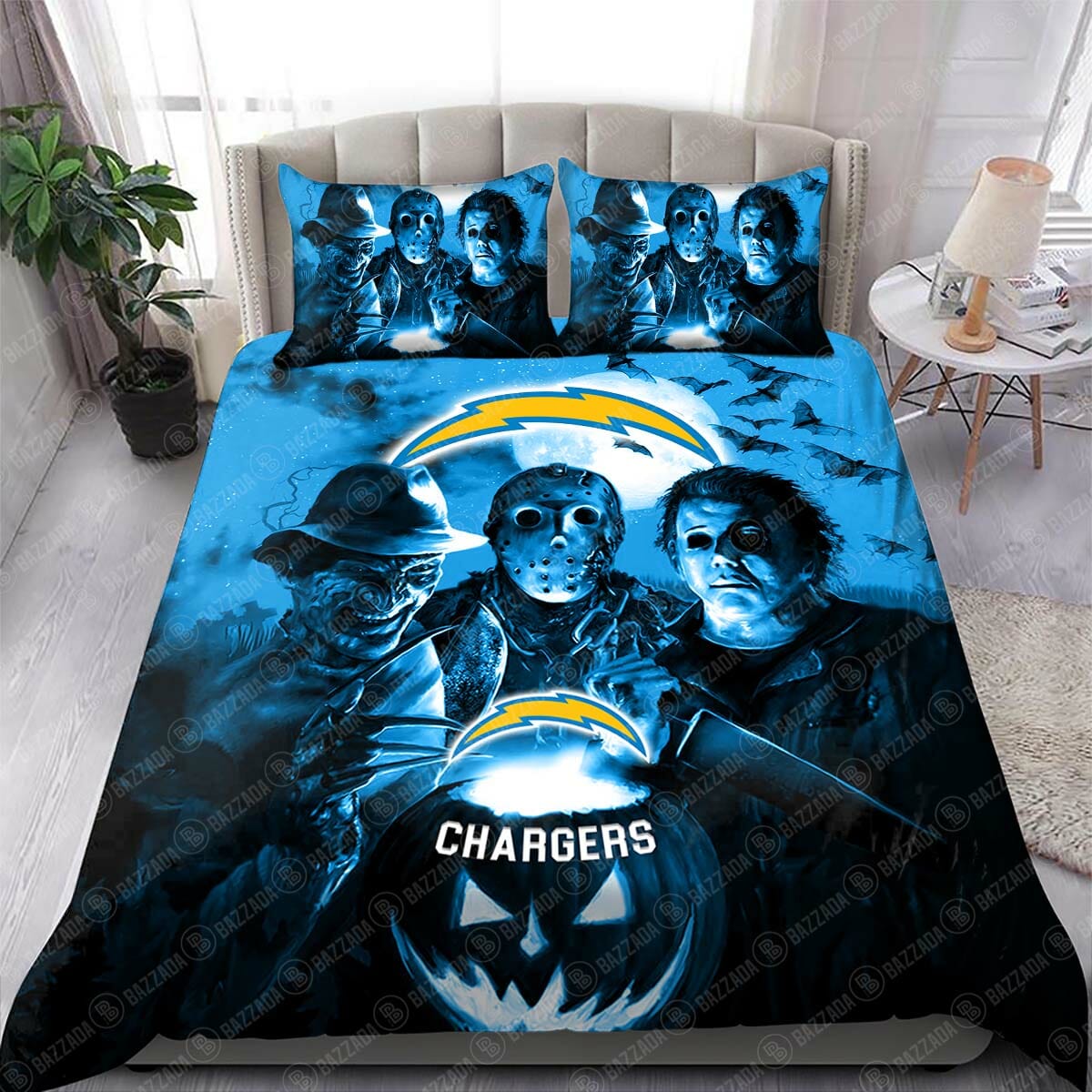 NFL Los Angeles Chargers Halloween Blue Night Bedding Set