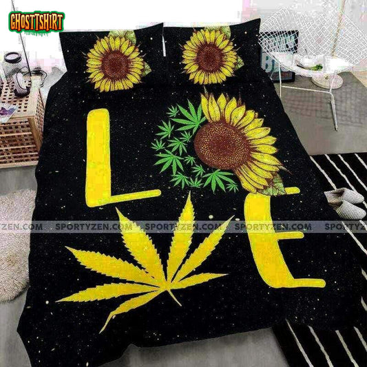 Love Sunflower And Weed Duvet Cover Bedding Set