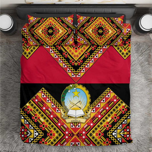 Angola Independence Day Bedding Set with Coat of Arms and Samakaka Pattern LT01