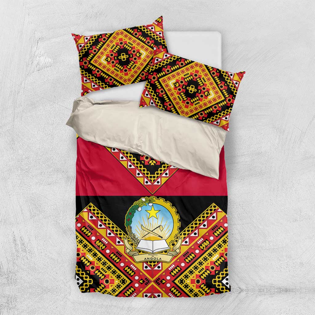 Angola Independence Day Bedding Set with Coat of Arms and Samakaka Pattern LT01