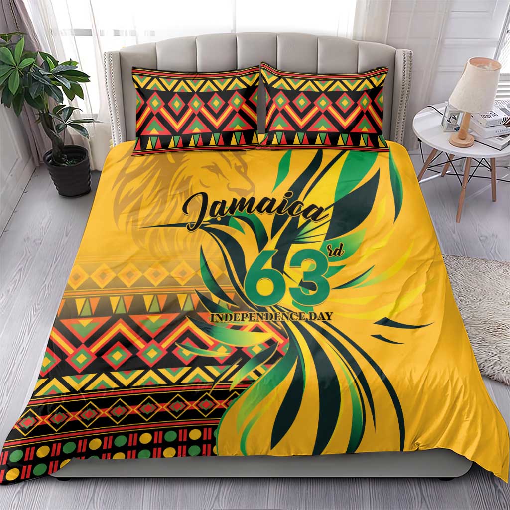 Black Jamaican Independence Day 1962 Bedding Set Jumieka Streamertail Reggae Pattern LT01