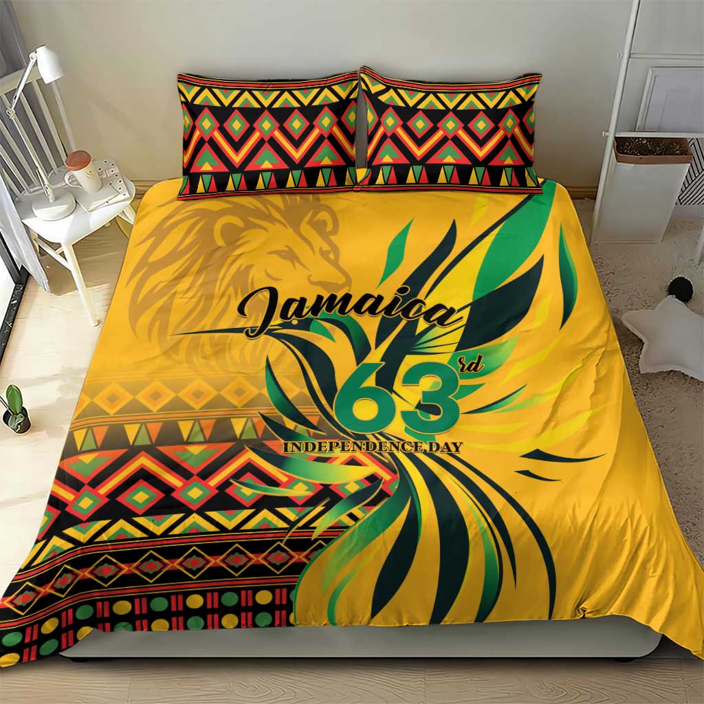 Black Jamaican Independence Day 1962 Bedding Set Jumieka Streamertail Reggae Pattern LT01