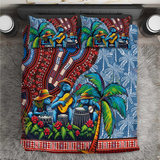 Afro-Caribbean Bedding Set African Dashiki Style with Caribbean Music with Blue Iguanas LT03