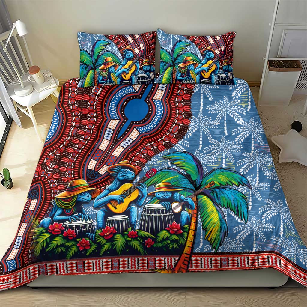 Afro-Caribbean Bedding Set African Dashiki Style with Caribbean Music with Blue Iguanas LT03