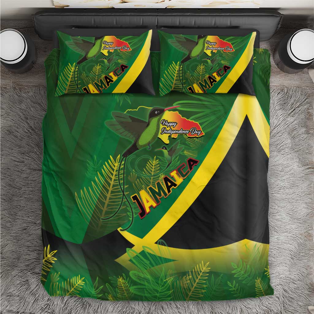 Afro Jamaica Independence Day Bedding Set Swallow-tail Hummingbird with Tropical Plants LT03