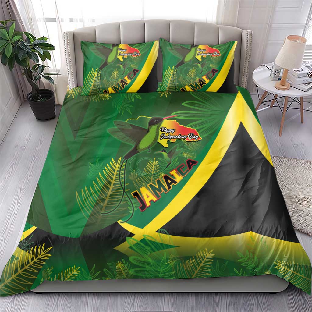 Afro Jamaica Independence Day Bedding Set Swallow-tail Hummingbird with Tropical Plants LT03
