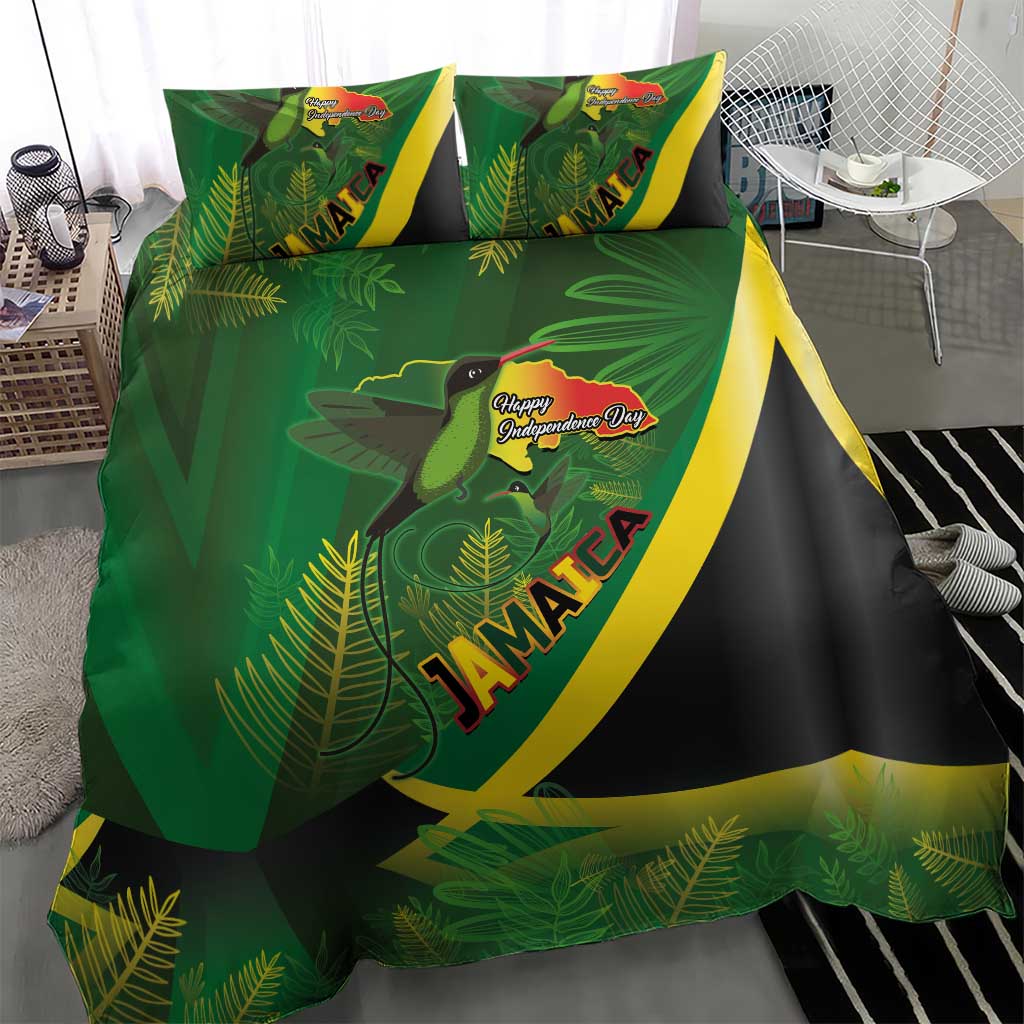 Afro Jamaica Independence Day Bedding Set Swallow-tail Hummingbird with Tropical Plants LT03
