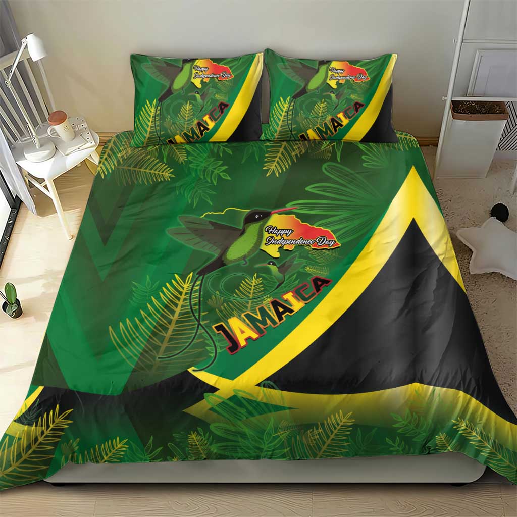 Afro Jamaica Independence Day Bedding Set Swallow-tail Hummingbird with Tropical Plants LT03