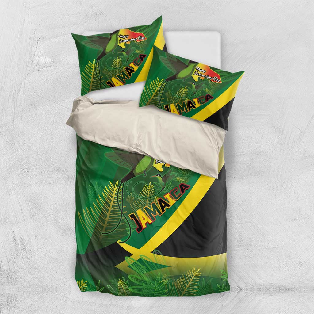 Afro Jamaica Independence Day Bedding Set Swallow-tail Hummingbird with Tropical Plants LT03