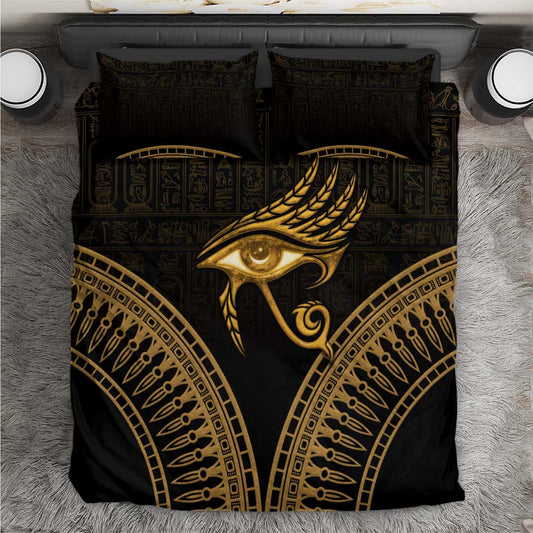 Ancient Egypt Gold Intricate Bedding Set Eye of Horus LT7