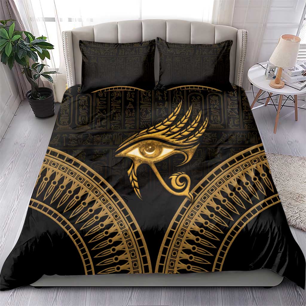 Ancient Egypt Gold Intricate Bedding Set Eye of Horus LT7