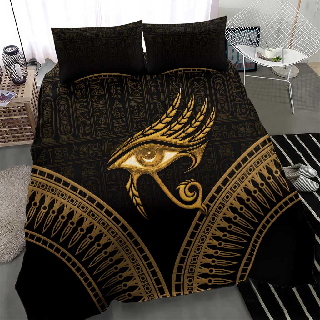 Ancient Egypt Gold Intricate Bedding Set Eye of Horus LT7