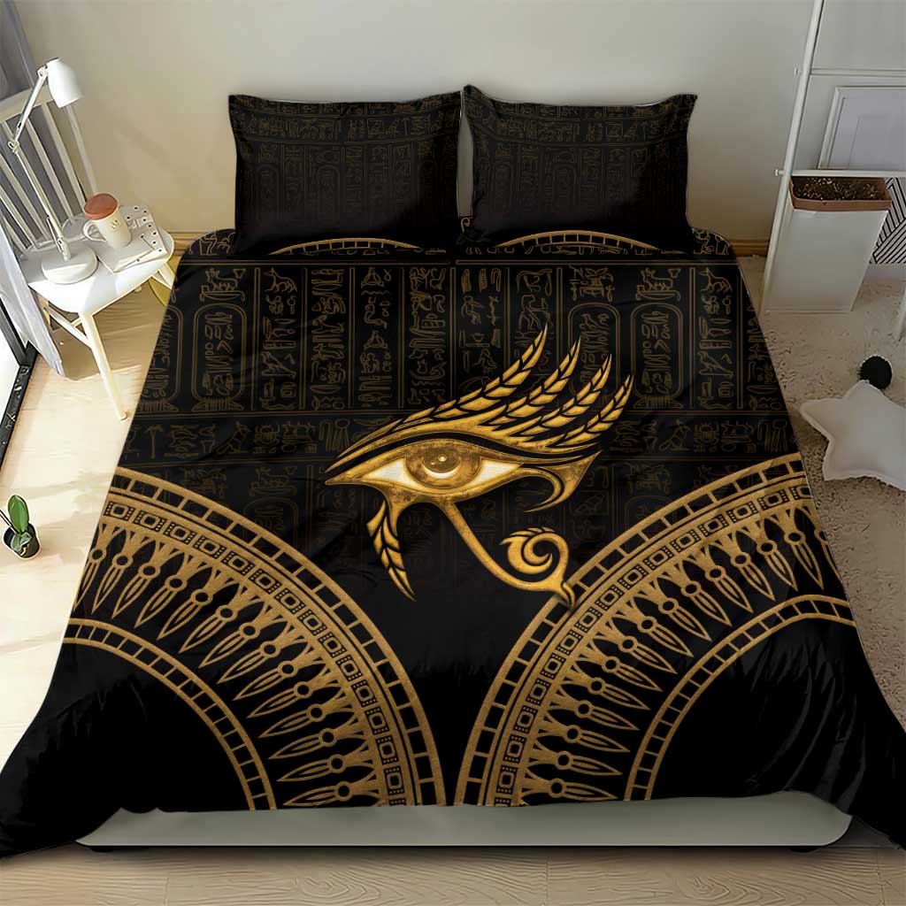 Ancient Egypt Gold Intricate Bedding Set Eye of Horus LT7