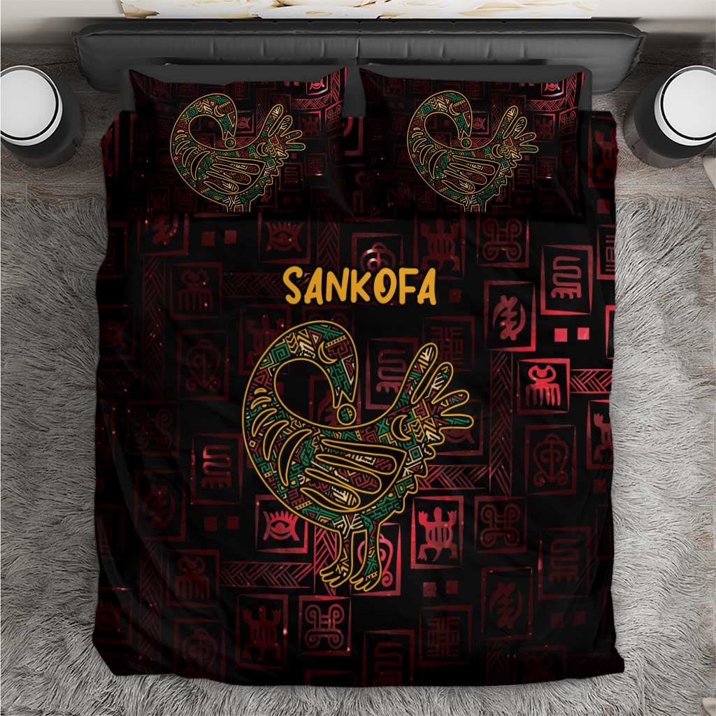 Afro-American Culture Bedding Set Adinkra Sankofa Bird - Cosmic Red LT7