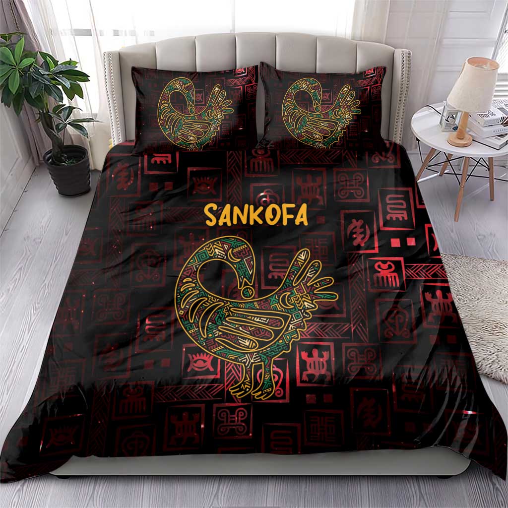 Afro-American Culture Bedding Set Adinkra Sankofa Bird - Cosmic Red LT7