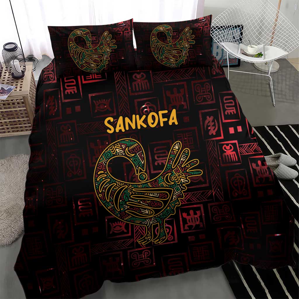 Afro-American Culture Bedding Set Adinkra Sankofa Bird - Cosmic Red LT7