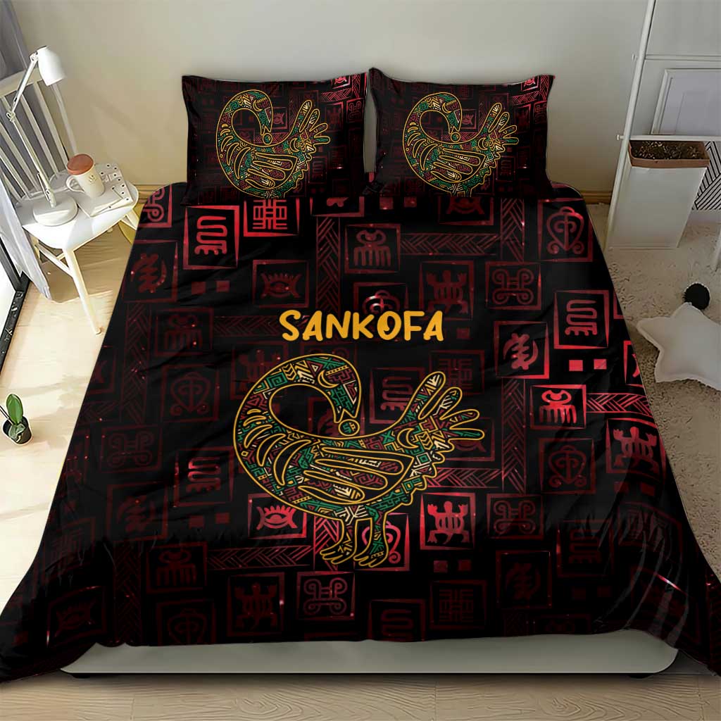 Afro-American Culture Bedding Set Adinkra Sankofa Bird - Cosmic Red LT7