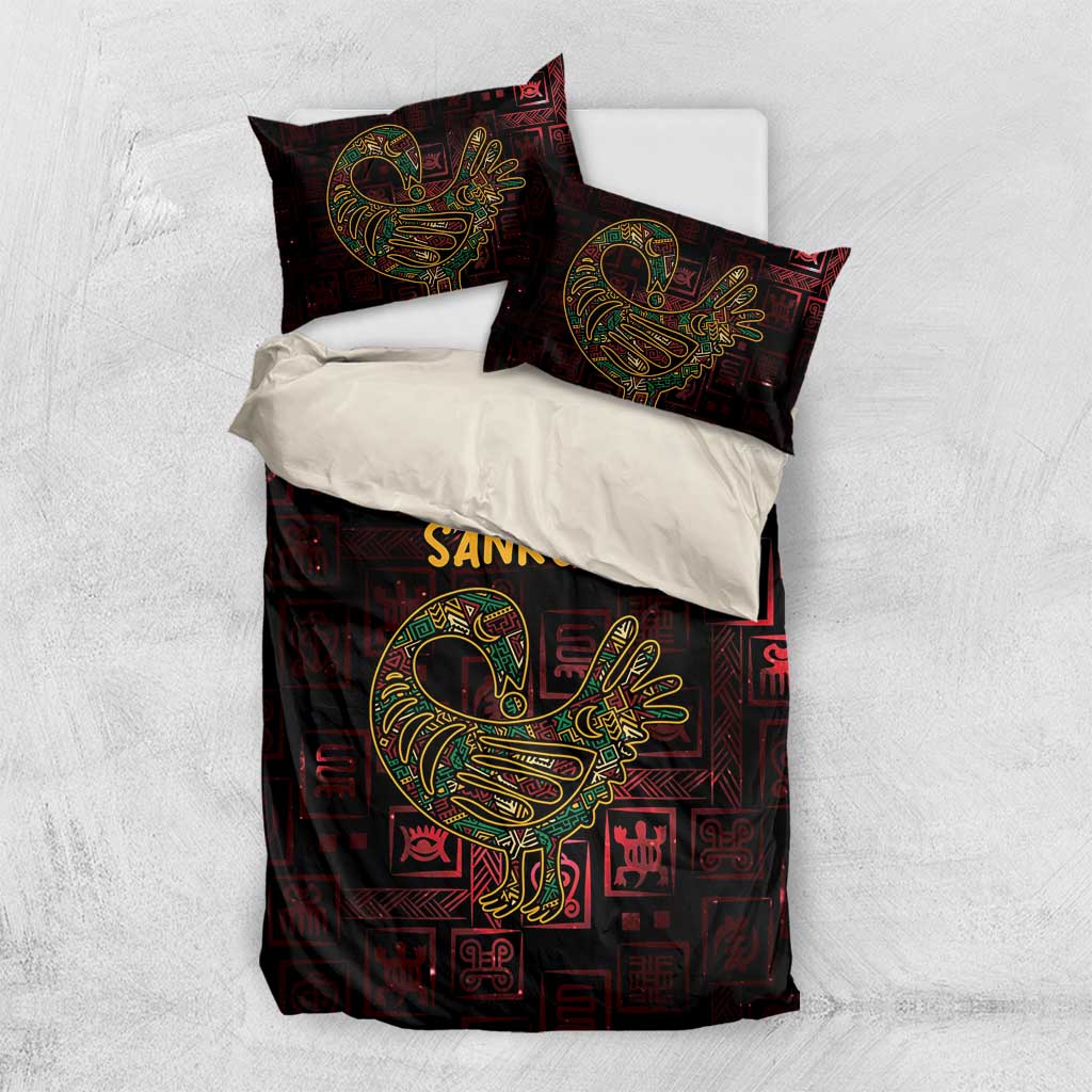 Afro-American Culture Bedding Set Adinkra Sankofa Bird - Cosmic Red LT7