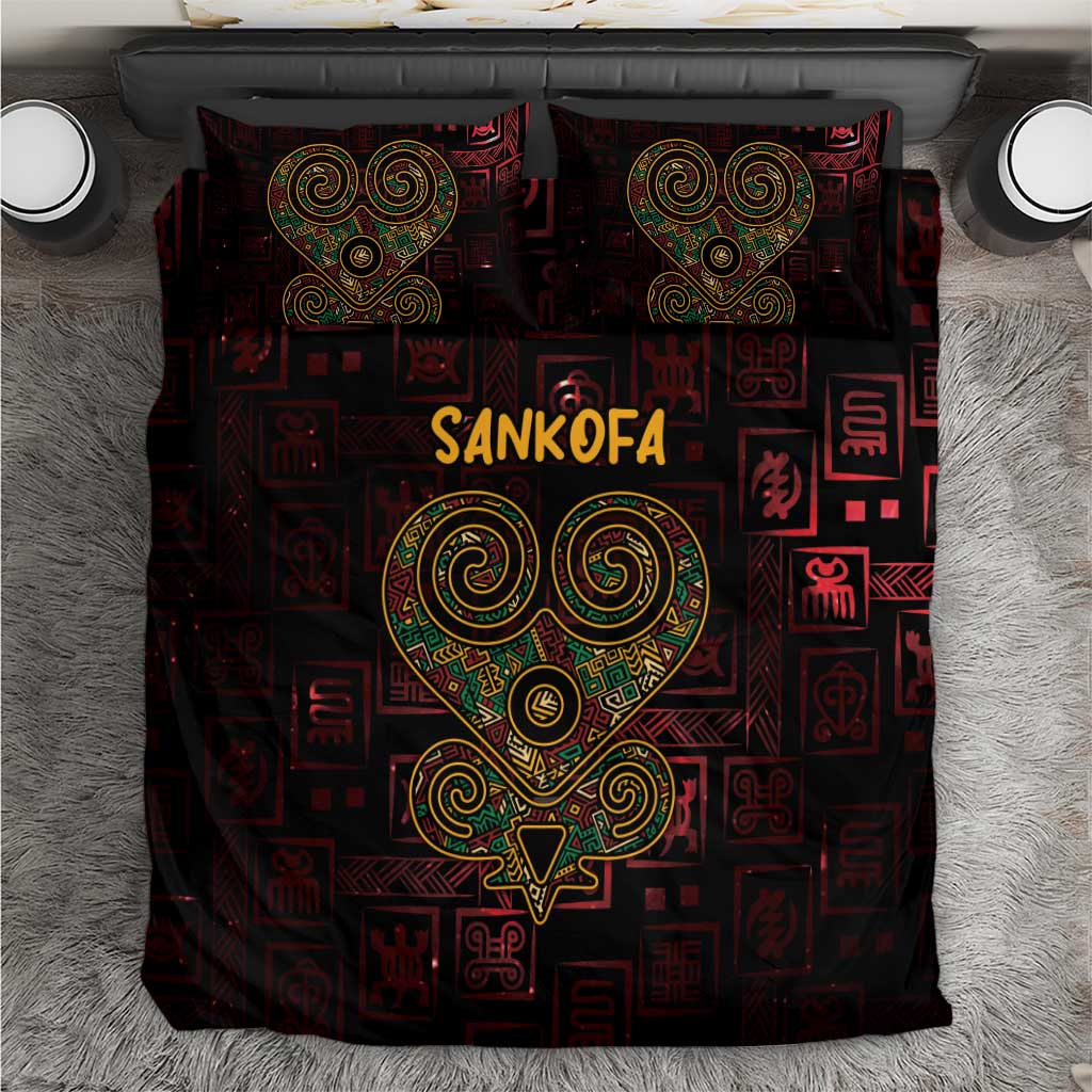 Afro-American Culture Bedding Set Adinkra Sankofa Heart - Cosmic Red LT7