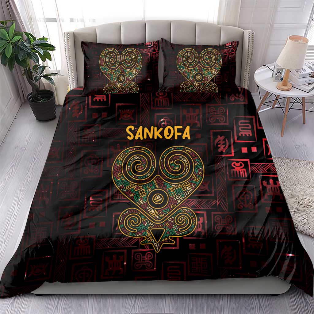 Afro-American Culture Bedding Set Adinkra Sankofa Heart - Cosmic Red LT7
