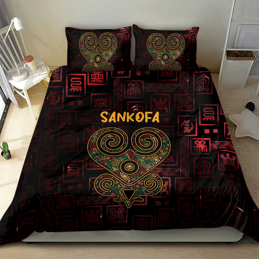 Afro-American Culture Bedding Set Adinkra Sankofa Heart - Cosmic Red LT7