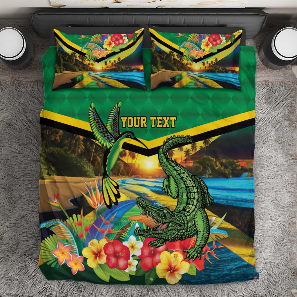 African Jamaica Personalized Bedding Set Hummingbird and Crocodiles Tropical LT9