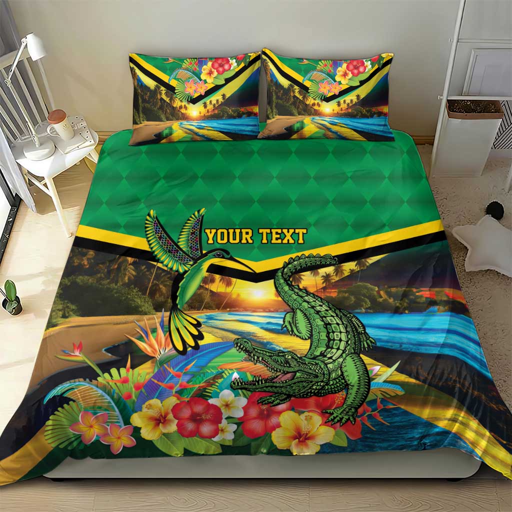 African Jamaica Personalized Bedding Set Hummingbird and Crocodiles Tropical LT9