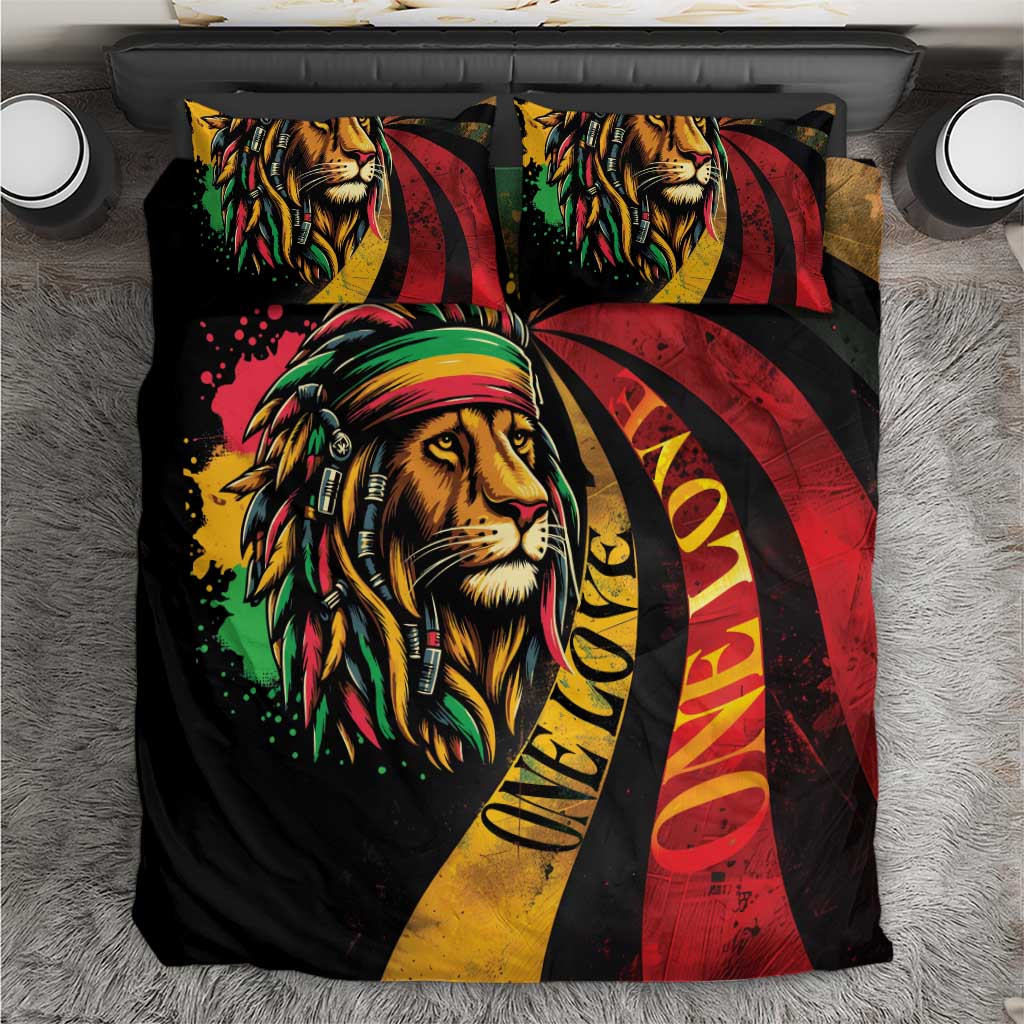 Black Jamaican Bedding Set Rastafarian Lion One Love LT9