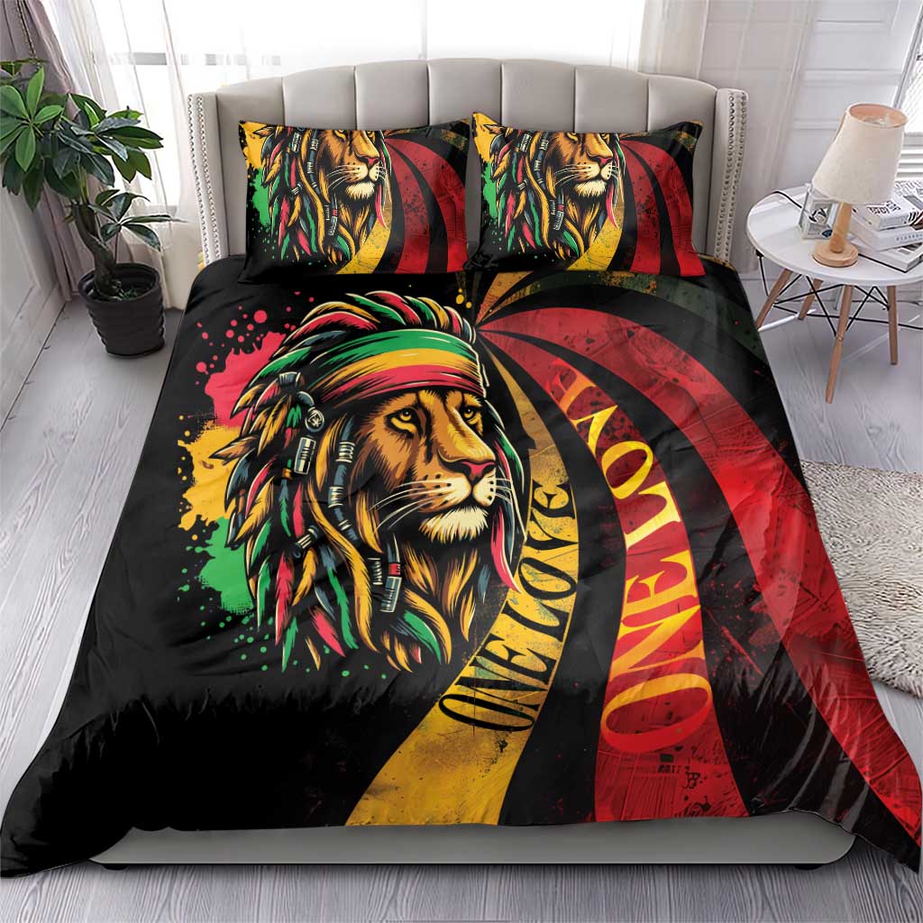 Black Jamaican Bedding Set Rastafarian Lion One Love LT9