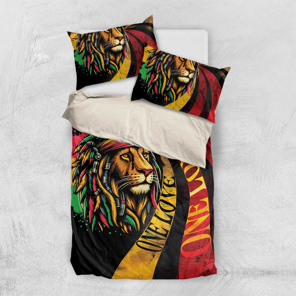 Black Jamaican Bedding Set Rastafarian Lion One Love LT9