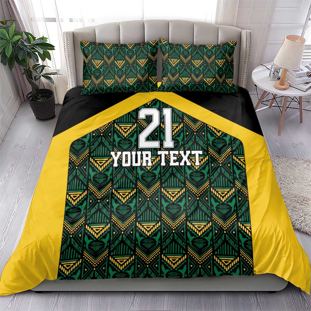 Afro-Jamaicans Football Custom Bedding Set Black Ethnic Motifs LT9