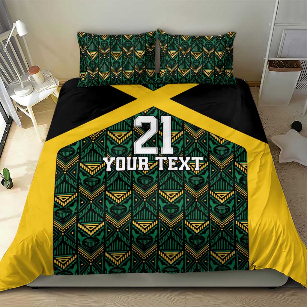 Afro-Jamaicans Football Custom Bedding Set Black Ethnic Motifs LT9