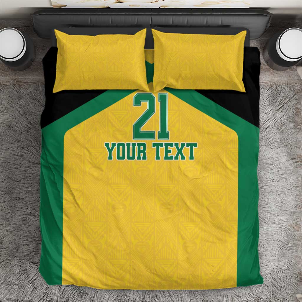 Afro-Jamaicans Football Custom Bedding Set Gold Ethnic Motifs LT9